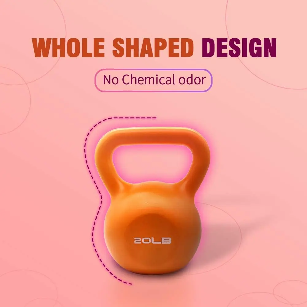SAVEYOUR 20 lbs Kettlebell Set for Women, Vinyl-Coated Iron Sand Weights with Ergonomic Secure Grip & Flat Base for Strength, Balance & Endurance, Corrosion Resistant, Grip Handle, Agility, Women-Focused, Iron Sand Mix, 20Lbs, Strength Training, Kettlebel