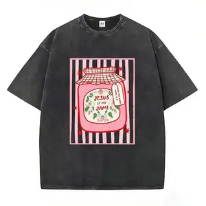 Unisex Jesus Is My Jam Strawberry Jam Jar Graphic T-Shirt, Washed Christian Tee with "Make His Mercy Known" Tagline