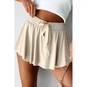 Drawstring High Waist Lined Active Skorts