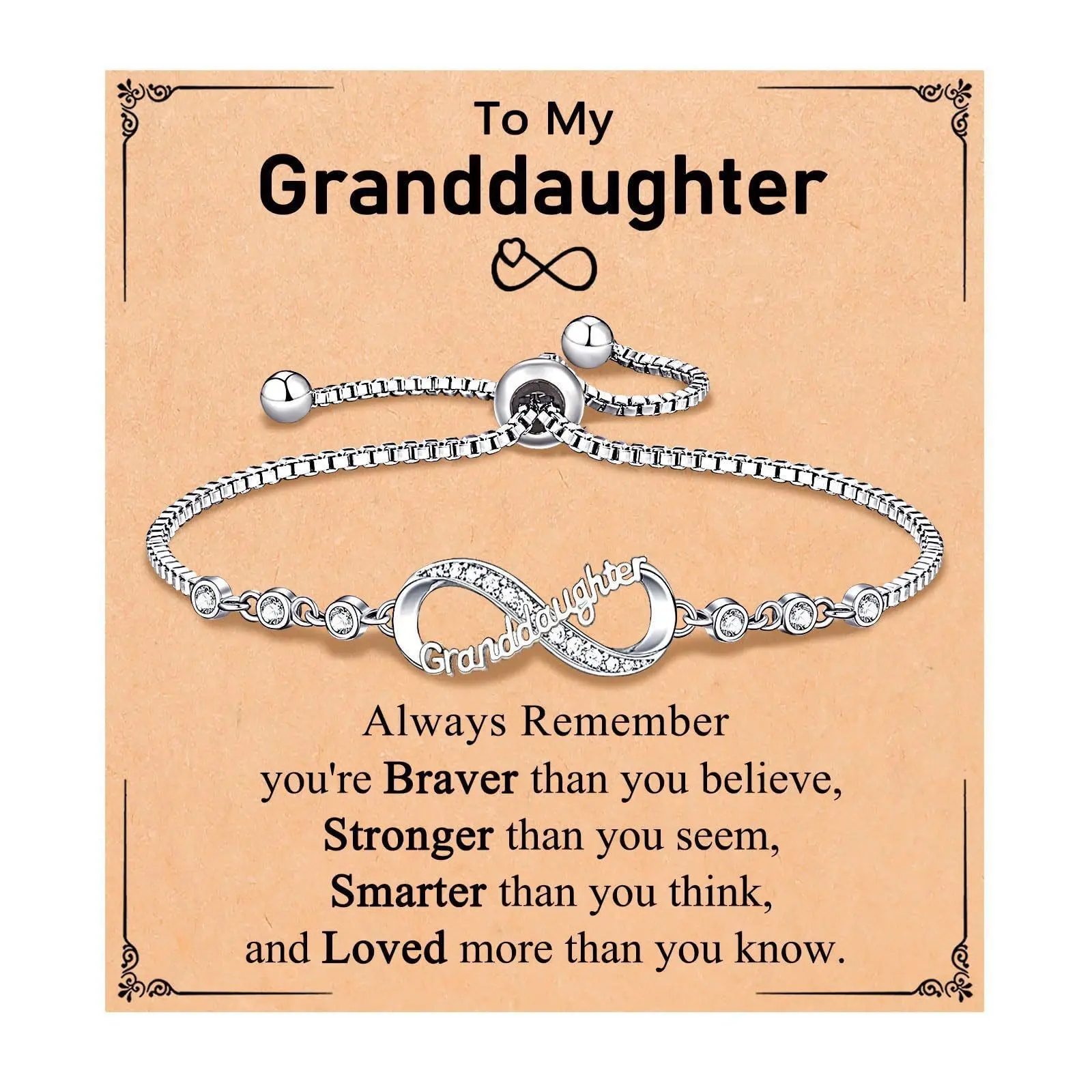 September Laurel Gift-Ready Infinity Bracelet with Inspirational Message Infinity Love Bracelet Gift for Grandma or Granddaughter – Adjustable Crystal Family Bond Jewelry Valentine’s Day gift