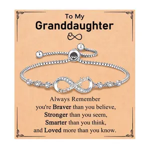 September Laurel Gift-Ready Infinity Bracelet with Inspirational Message Infinity Love Bracelet Gift for Grandma or Granddaughter – Adjustable Crystal Family Bond Jewelry Valentine’s Day gift