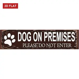 "Dog on Premises - Please Do Not Enter" Rustic Metal Sign - 16x4 Inch Vintage Warning Plaque - Outdoor Gate/Door Sign for Property Safety