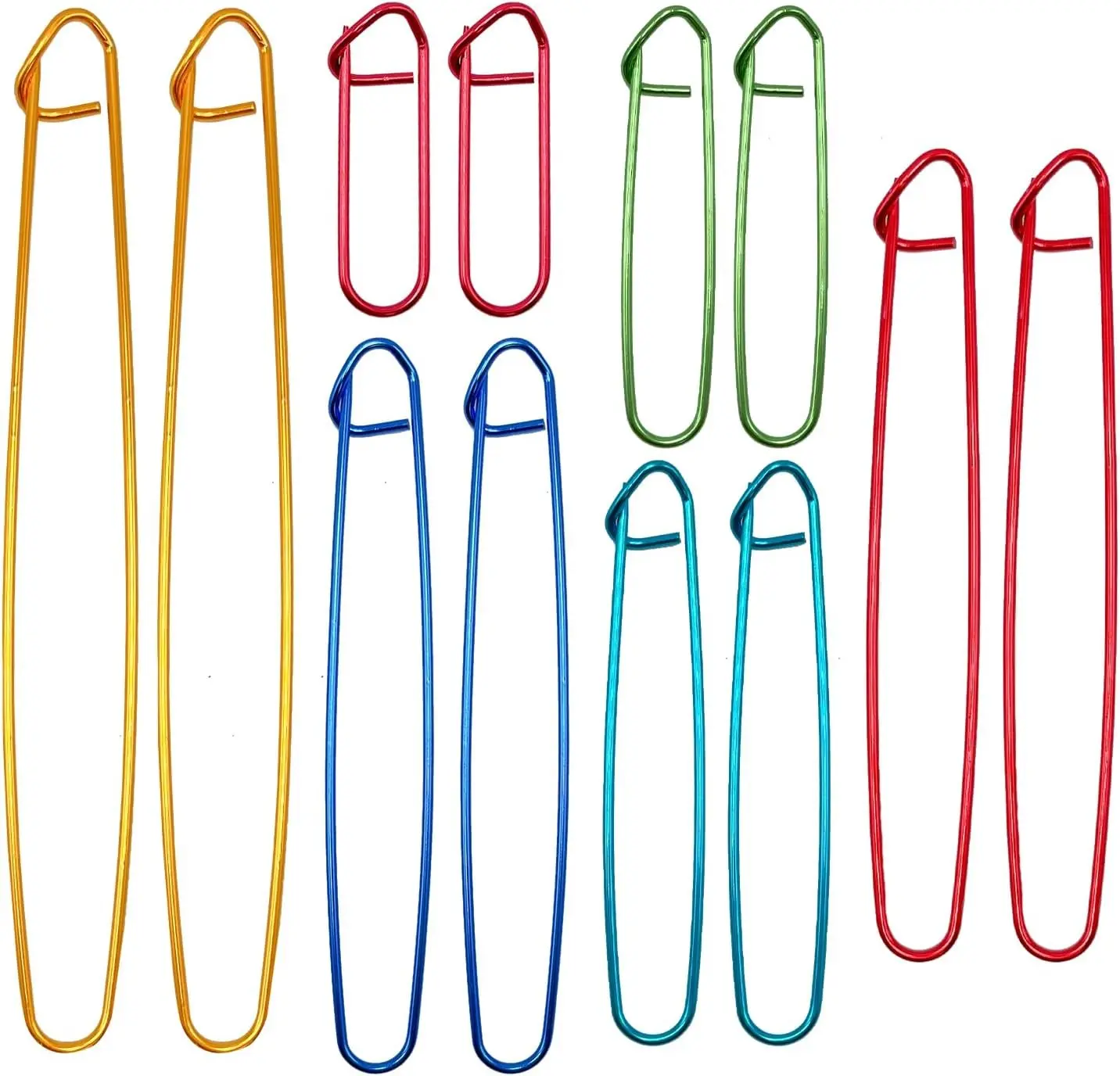 12 Pcs Knitting Stitch Holders for Crocheting, Colorful Aluminum, 6 Sizes | Yarn Knit Stitch Holder for Practical Knitting Accessories Crochet Tools for Sweaters Socks Yarn Sewing DIY Blankets Gift