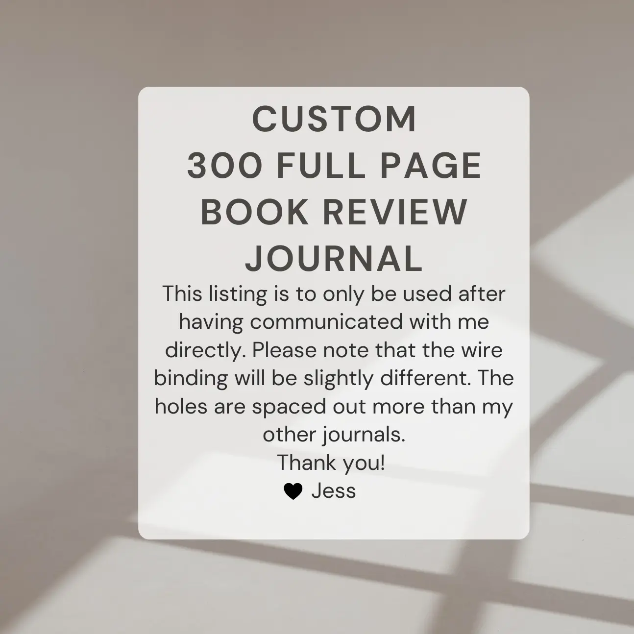 Custom 300 full page book review journal