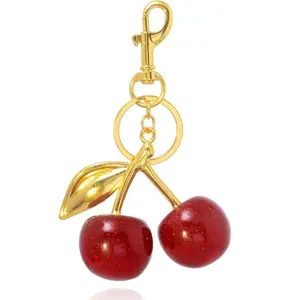 Cute Cherry Design Keychain, Fashionable AlloyKeychain for Women & Girls, Trendy All-match &Exquisite Keychain for Birthday Gift accessory metal girly  accessories cherry keychain