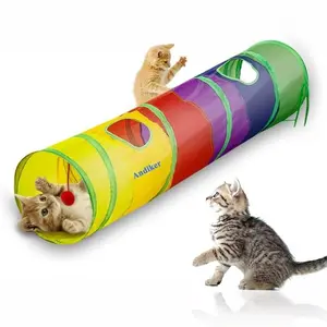 Cat Tunnel for Indoor Cat Interaction, Rabbit Tunnel Toy, Pet Toys, Foldable Rainbow Tunnel, Interactive Play Tunnel for Cats, Dogs, Rabbits