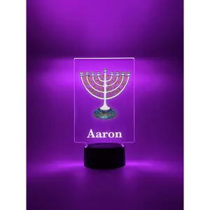 Custom Menorah Judaica Home Design Night Light Up Table LED Lamp