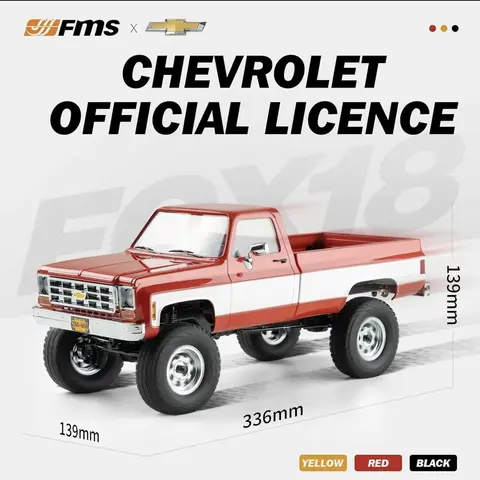 FMS 1/18 RC Rock Crawler FCX18S Chevy K10 S RTR Electric Car - 4WD, 4-Ch 2.4GHz Transmitter, 8km/h Speed, 900mAh Battery, LED Headlights, Coil Springs, Metal Bars, 3-in-1 Receiver/ESC/Light Control, Realistic Look, Hobby RC Cars w/ Included Cells,familyfu