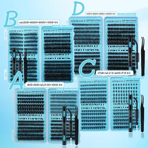 ADORANCE Individual Lash Clusters Kit 444/456/420/267PCS D Curl, Full DIY Eyelash Extension Kit with Bond, Seal & Tweezers for Salon-Quality Looks at Home