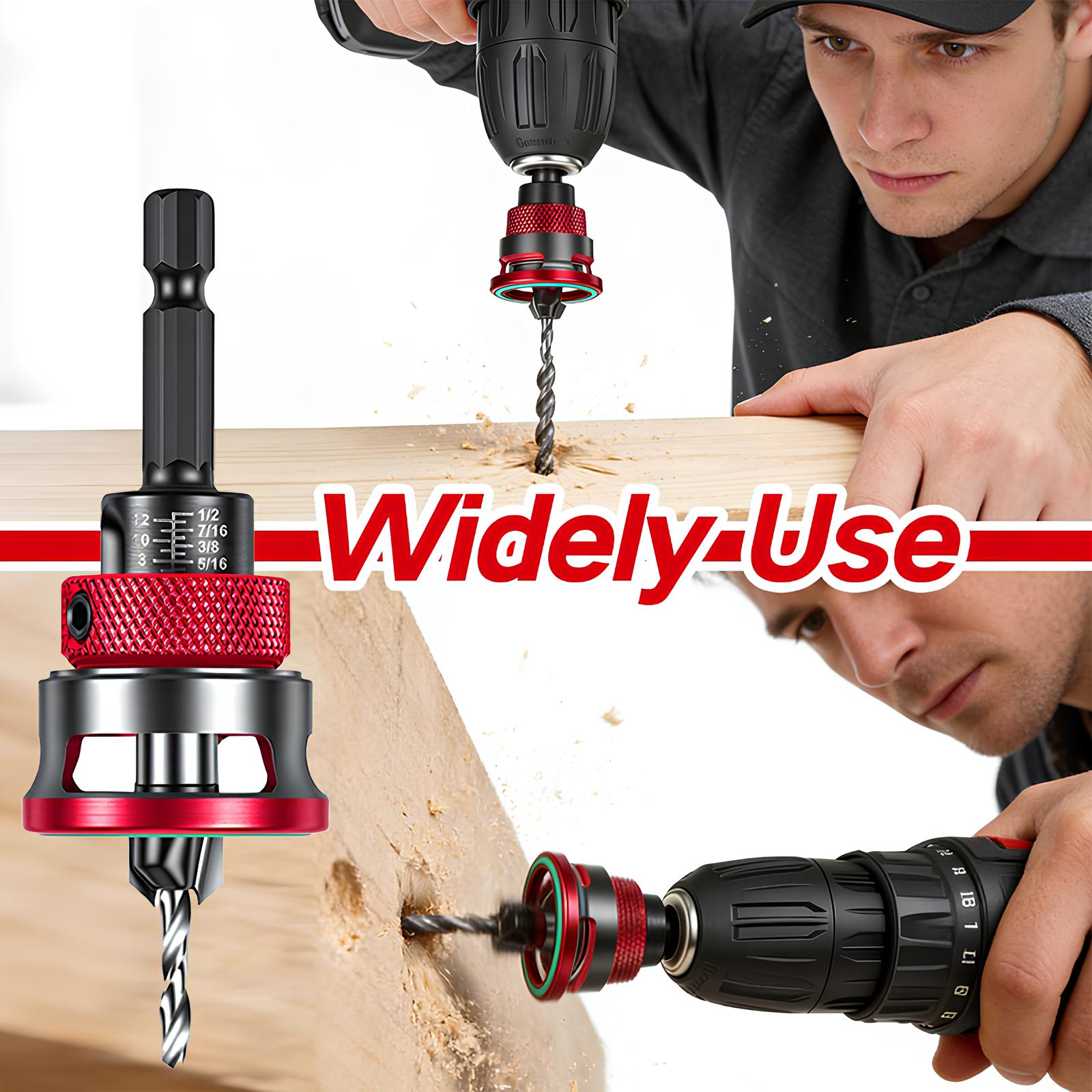 9PCS Countersink Drill Bit Set Adjustable Depth Stop Collar 82 Degree Tapered Hex Shank Wood Drill Bits Clean Countersink Holes No Splitting DIY Woodworking MDF Plywood Screwdriver Bits Home Improvement Tool Set