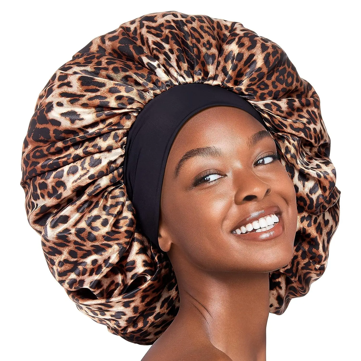 Red by Kiss Silky Stylez Wide-Edge Super Jumbo HQ Satin Reversible Bonnet Hat, Patterned Large Satin Bonnet Hats for Haircare & Heat-Protection, Satin Hair Bonnet