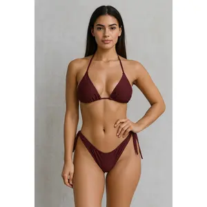 burgundy two piece swimsuit