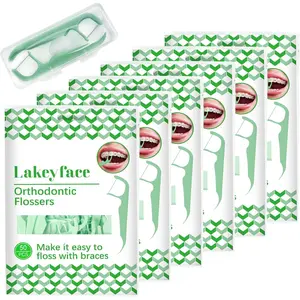 300 Count Orthodontic Flossers for Braces with Floss Dispenser, Braces Flossers for Kids Teeth & Adults, Dental Floss for Braces, Dental Floss Picks, 50 Count Bag (Pack of 6)