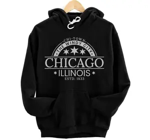 Chicago The Windy City Illinois Chi Town Est 1833 Pullover Hoodie
