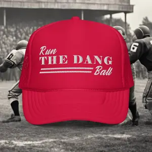 Run The Dang Ball Hat - Football Hat - Vintage Football - Retro Hat - High School Football - College Foam Trucker Hat - Embroidered Foam