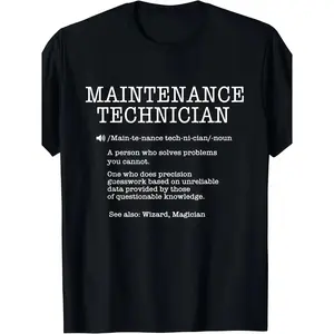 100% Cotton Maintenance Technician Repair Worker Handyman T-Shirt - Soft Breathable Casual Round Neck Tee with Handyman & Tools Graphic Print, Unisex for Men & Women, Machine Washable Workwear Gift Crewneck Menswear Tshirt Womenswear