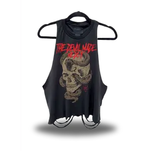 TheDriveClothing THE DEVIL MADE ME D0 IT Black Crop Tank Top – Women’s Y2K Streetwear Graphic Crop Top, Edgy Biker Grunge Fashion Tank, Oversized Festival Outfit, Casual Summer Cotton Apparel