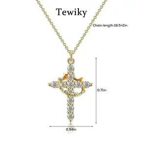TEWIKY Simple Crown & Cross Pendant Choker Necklace for Women & Men & Girls Pretty Crown Cross Necklace For Daily Clothing Decor Trendy All-match & Exquisite Jewellery Charms Gifts for Fashion for Springtok Outdoorfun