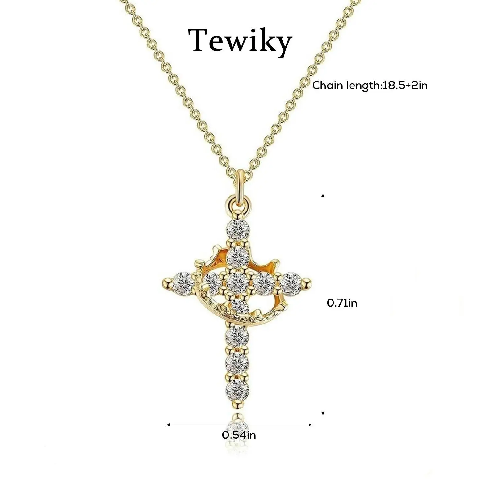 TEWIKY Simple Crown & Cross Pendant Choker Necklace for Women & Men & Girls Pretty Crown Cross Necklace For Daily Clothing Decor Trendy All-match & Ex