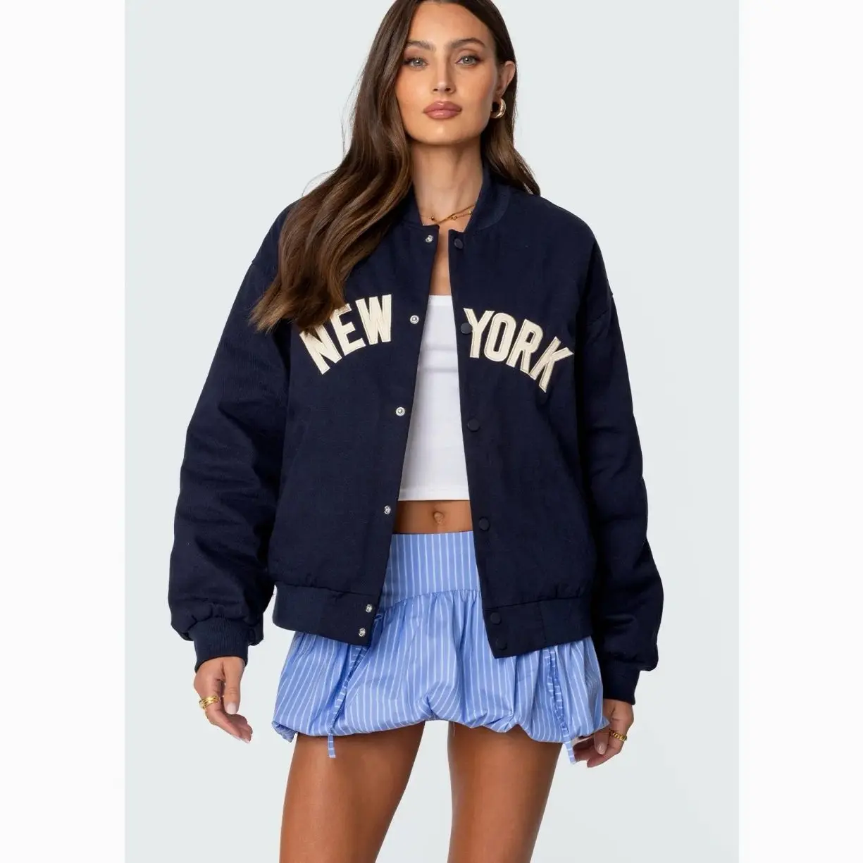 Edikted Big Apple Oversized Bomber Jacket