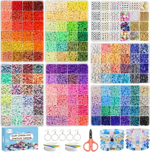 23000 Pcs Clay Beads Bracelet Making Kit, 144 Colors 7 Boxes Flat Polymer Heishi Beads Set for Friendship Jewelry Making with Pendant Charms Crafts Gifts for Girls Ages 6-12 Kids Adults