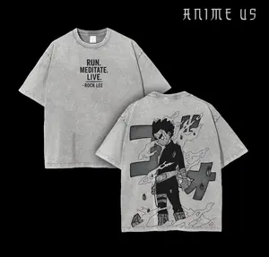 ROCK LEE x Naruto Anime Double Printed Vintage Washed Tee Unisex Oversize Anime Manga Washed Heavyweight Cotton T-shirt Naruto Merch ROCK LEE Fan