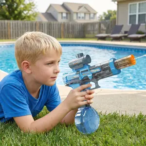 Rechargeable Electric Water Blaster for Kids and Adults, Transparent Automatic Squirt Toy with Colorful Lights and Fun Sound Effects, Powerful Long-Range Outdoor Water Sprayer for Pool, Beach, Backyard Summer Play