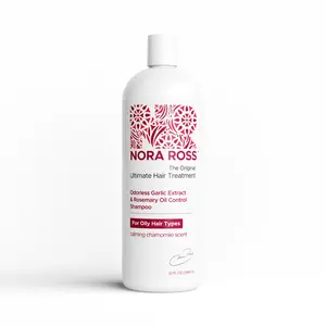 Nora Ross Oil Control Garlic Extract Clarifying Shampoo with Rosemary for Oily Hair Types – Strengthening Shampoo for Women and Men – Deep Cleansing Vegan Formula for Build Up and Greasy Scalp with Fresh Chamomile – 32oz
