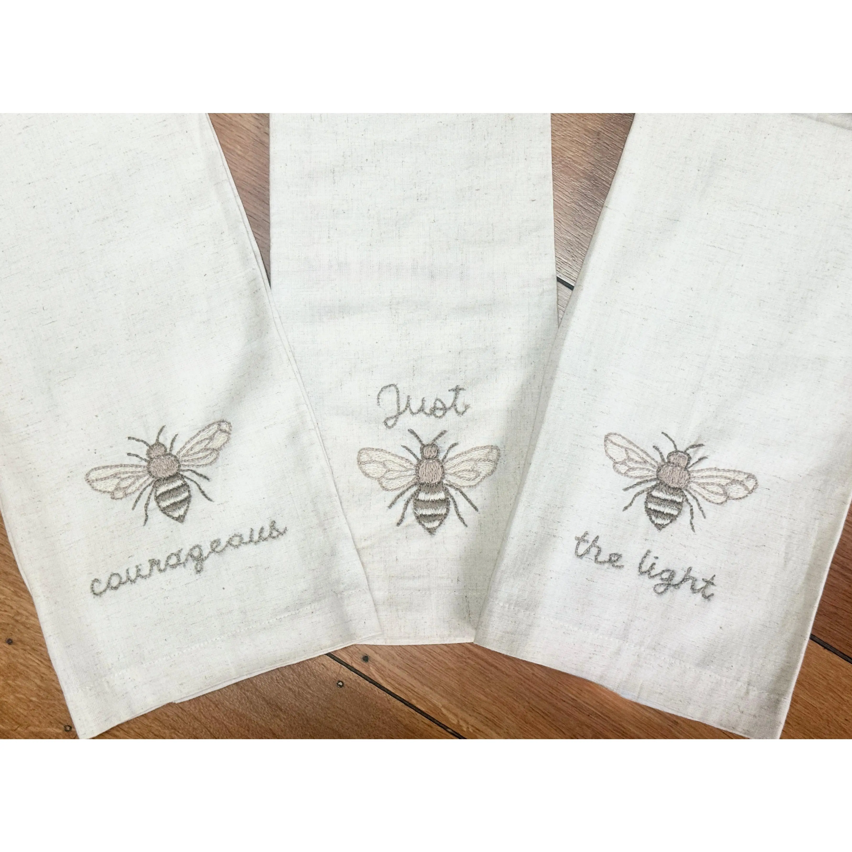 Hand-Embroidered Cotton Kitchen Bee Tea Towel – Fair trade, Handmade by Survivors