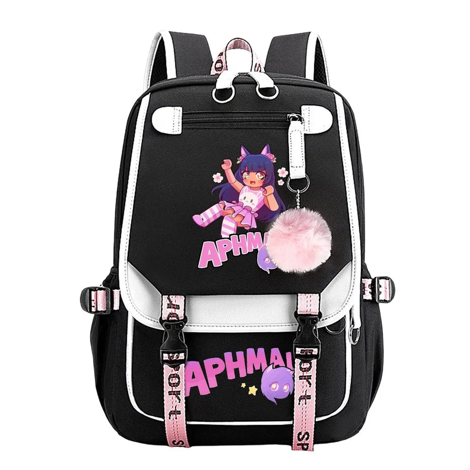 Aphmau Gaming Cartoon Character Backpack, Unisex Cotton-Linen Campus Bag for Teen Students, Water-Resistant Multi-Pocket Large Capacity Organizer, 11.4in×18.1in Hand Wash Only Daily Activities Birthday/Holiday Gift