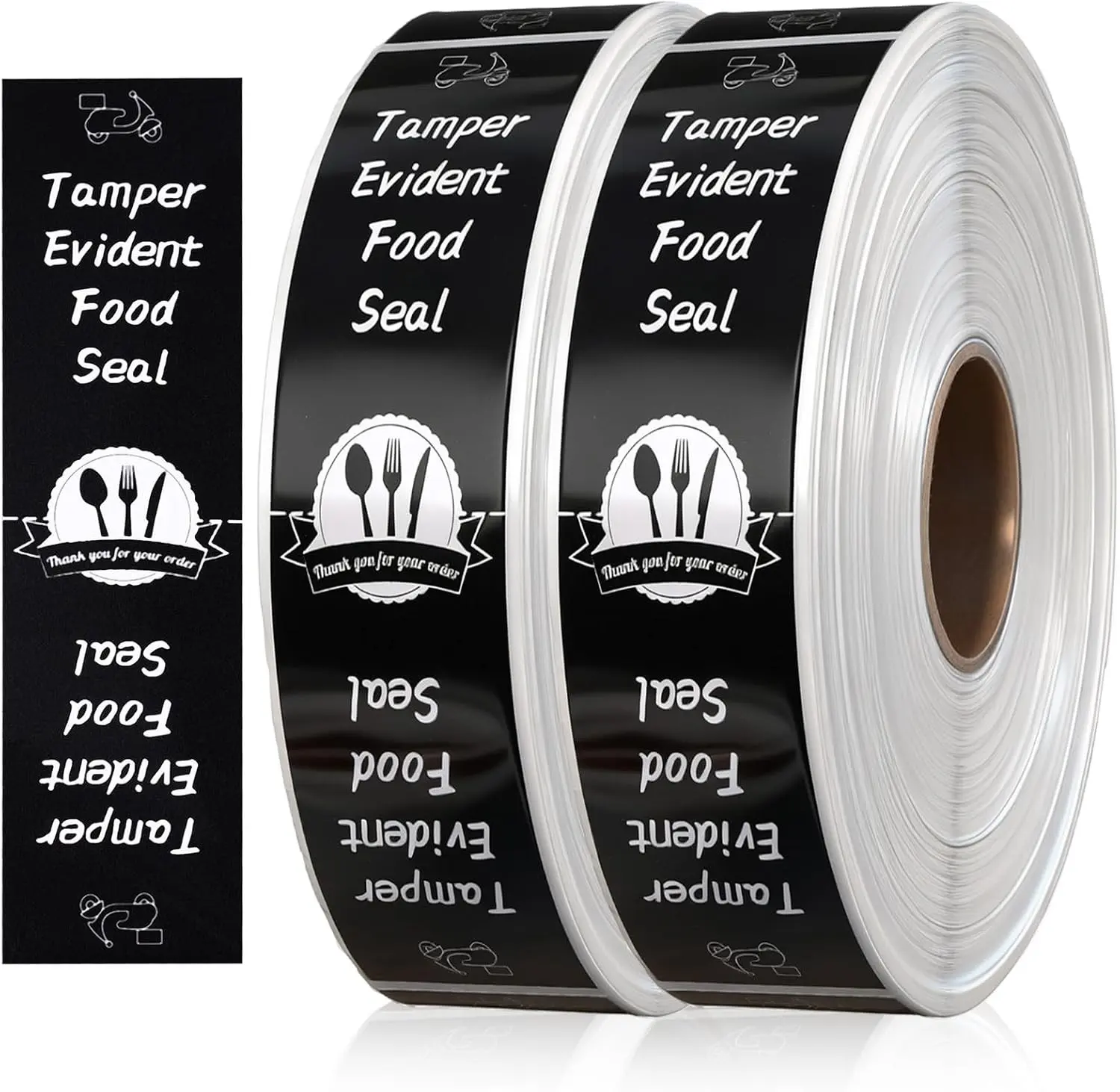 1000 Pcs Tamper Proof Stickers 1.5 x 6 Inches Safety Tamper Evident Security Labels Seal Stickers for Food Safe Delivery Drink Cups Pizza Boxes Envelopes (Black)