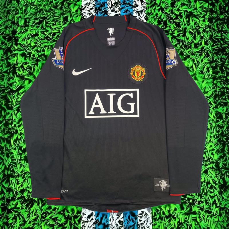 07 08 Away Retro Black No.7 Ronaldo LongSleeved Soccer jersey