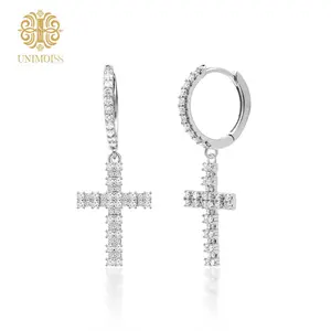 Unimoiss Lab-Created VVS Moissanite Cross Earrings These S925 sterling silver earrings feature a multi-stone cross pendant design. Hypoallergenic and tarnish-resistant for comfortable long-term wear.Ideal for everyday wear and as a commemorative gift.
