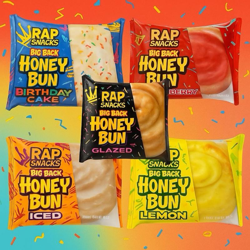 Big Back Honey Buns Rap Snacks Birthday Cake Strawberry Glazed Honey Bun 5 Pack Variety