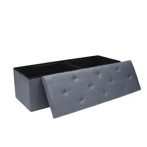 Folding Storage Ottoman Bench, Ottoman Foot Rest, End of Bed Bench, Storage Chest, Load 660 lb, for Living Room, Bedroom, Entrywa