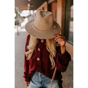 Fall Dreaming Chenille Woven Fedora in Iced Latte