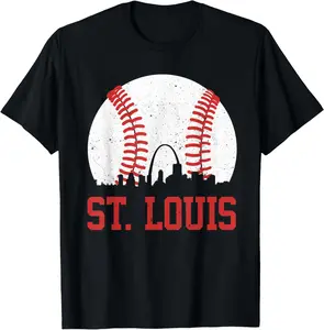 100%cotton St. Louis Cityscape Vintage Baseball City Men Women Kids T-Shirt shirt  for  women Top Womenswear