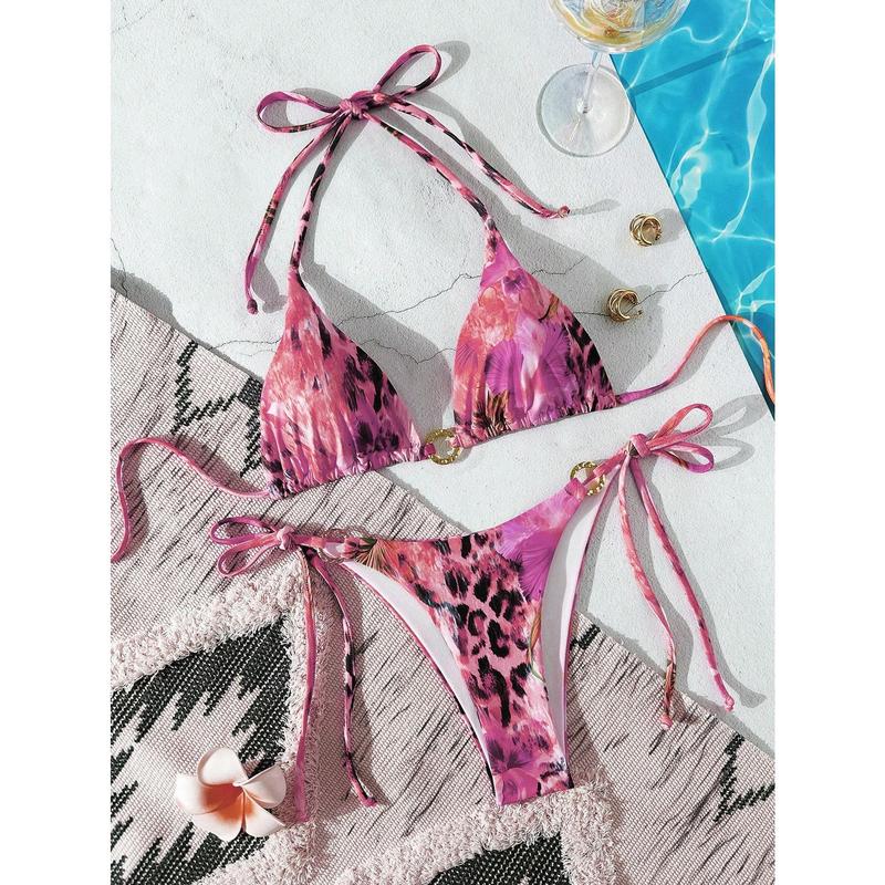 Casual Tie-Dye Printed Bikini Metallic Decoration Swimsuit High Waist Spaghetti Strap Swimsuit Set fashion nova outfits women's summer outfits beach outfits Casual Tie-Dye Printed Bikini Metallic Decoration Swimsuit High Waist Spaghetti Strap Swimsuit Set fashion nova outfits women's summer outfits beach outfits