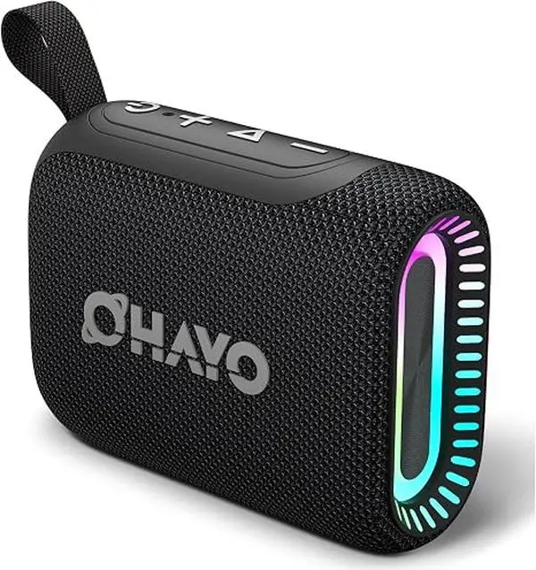 OHAYO Bluetooth Shower Speaker, IPX7 Waterproof, Portable Mini Speaker with Clip, Wireless, 24H Playtime, RGB Light, Powerful Sound and Punchy Bass, Electronics Gifts for Outdoors/Home/Office/Travel