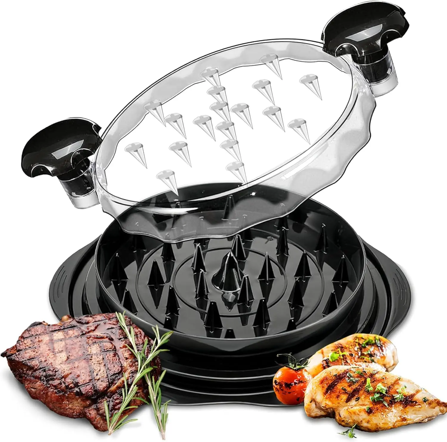Kitchen Large Chicken Breast Shredder Tool - Twist-Operated Meat Shredder with Ergonomic Handle, Transparent Lid, Anti-Slip Base, BPA-Free, Dishwasher-Safe, Includes Cleaning Brush (Home & Party Supply)