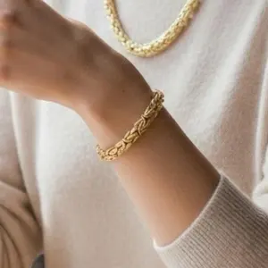 Puslo Bizantino 918 Unisex Gold Plated Bracelet 7.5 a 8 de largo Puslo Bizantino 918 Unisex Gold Plated Bracelet 7.5 a 8 de largo