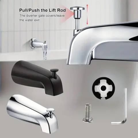 1 Set Faucets Pull-Up Hand Faucet Tub Spout Bathroom Shower Faucet Spout Replacement Slide-In Diverter Tub Spout Compatible with Kohler GP85556 Fits 1/2" copper water pipe Includes 5/32" hex wrench Easy to install