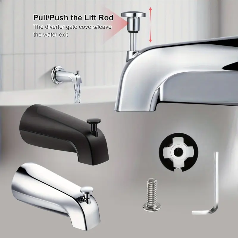 1 Set Faucets Pull-Up Hand Faucet Tub Spout Bathroom Shower Faucet Spout Replacement Slide-In Diverter Tub Spout Compatible with Kohler GP85556 Fits 1/2" copper water pipe Includes 5/32" hex wrench Easy to install