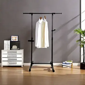 Short Clothing Racks for Hanging Clothes with Bottom Shelves and Wheels Heavy Duty Rolling Clothes Rack Clothing Rack for Adult Coat Closet Wardrobe--Black