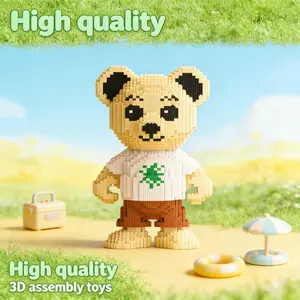 Graduation Teddy Bear Ornament, 2002pcs 3D Puzzle, Trendy Toy, Decorative Statue, DIY Craft, Holiday Gift, Office Bedroom Bar Decoration