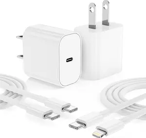 Fast Power Anywhere 20W USB-C Charger with 2×2M Cables (Type-C to Type-C & Lightning), Portable Charging Kit for Smartphones, Drone Accessories and Camera Devices, Travel Ready Adapter, Mother’s Day Gift, Holiday