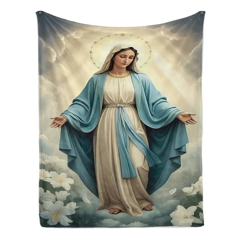 Virgin Mary Blanket Wrap Yourself in Divine Comfort Soft Funny Throw Blanket Cozy Lightweight Plush Portable Cover Blanket For Sofa,Warm Gift For Birthday,Christmas,Multiple Blanket