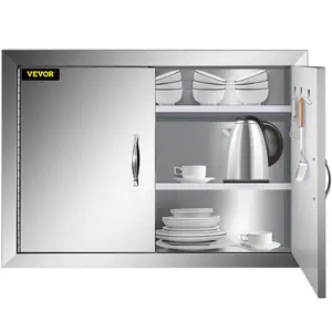 Father's Day Gift VEVOR BBQ Double Access Door 31W x 24H Inch, BBQ Door Stainless Steel Wall Construction Vertical, Outdoor Kitchen Door for BBQ Island, Grilling Station, Outside Cabinet Door (Interior Shelves Not Included)