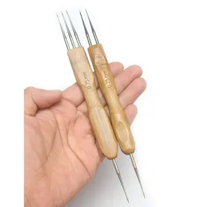 2 count Double Ended Dreadlock Crochet Hook for Hair,1Hook,2Hook&1Hook,3Hook Dreadlock  Tool for Braid Craft Dread Locks Crochet Hooks  Handle(0.75mm, 2 count/Set)