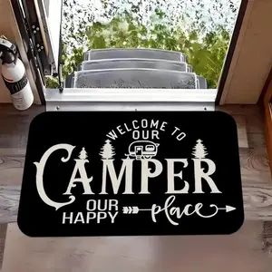 Welcome To Our Camper Entrance Door Mat, Home RV Front Door Porch Outdoor Indoor Decorations, Home Decor, Household Textiles